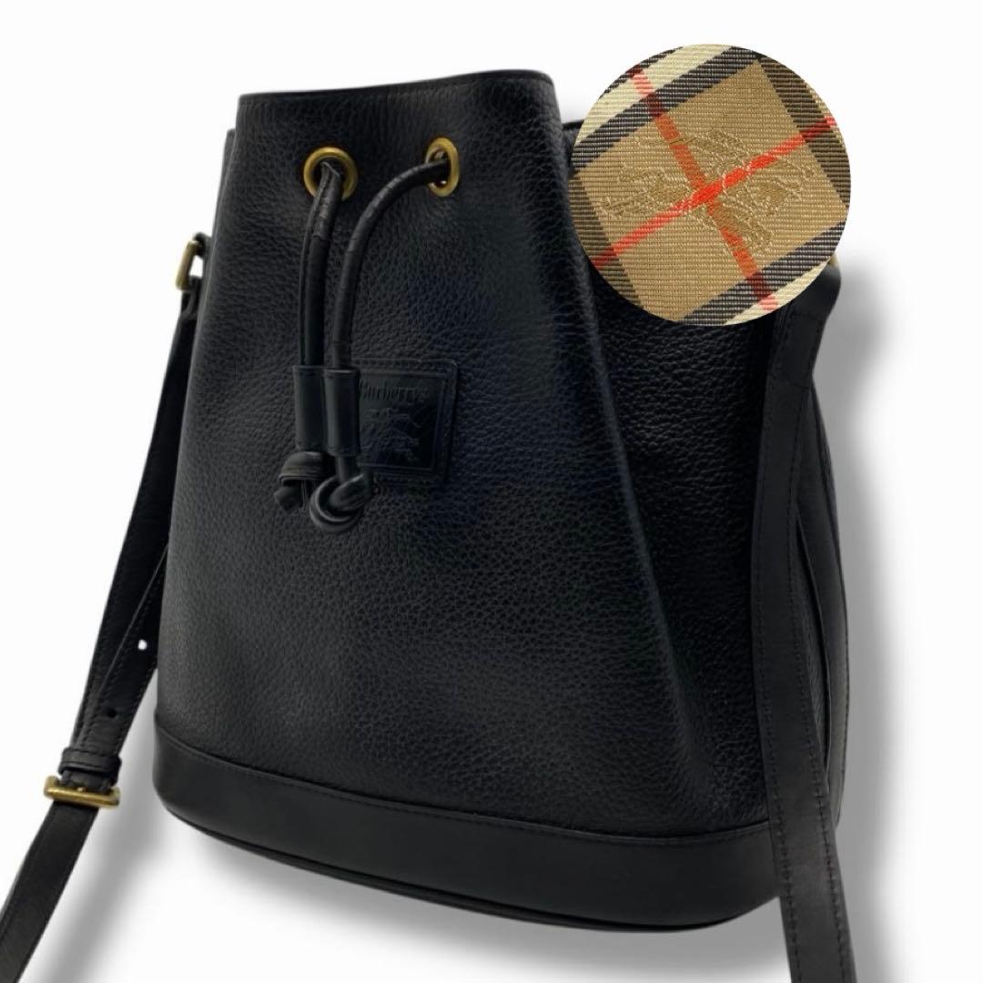 希少 バーバリー 巾着 ショルダー バッグ ノバチェック ホース Vintage