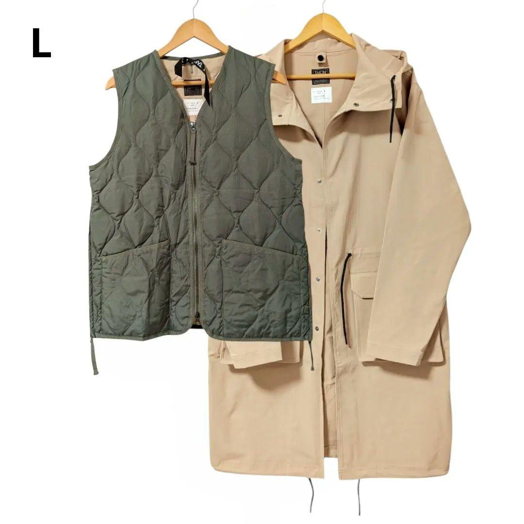 新品 タイオン フーデッドコート ダウンベストセット ベージュ L