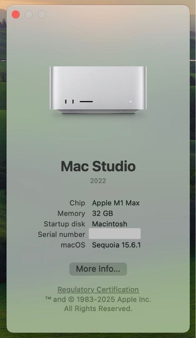 Macデスクトップ Apple Mac Studio M1 Max 32GB 1TB SSD
