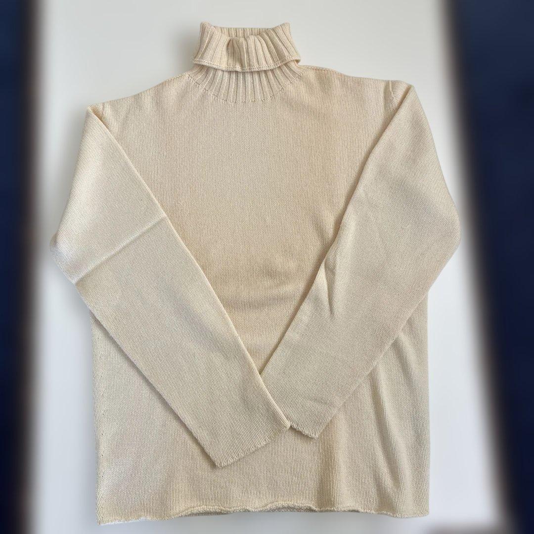 エトロ　カシミヤ100 クリーム色 タートルネックニット