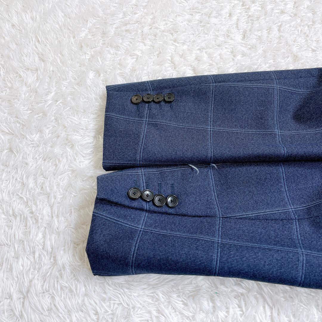 【美品】エディフィス セットアップスーツ カノニコ生地 ネイビー チェック 48