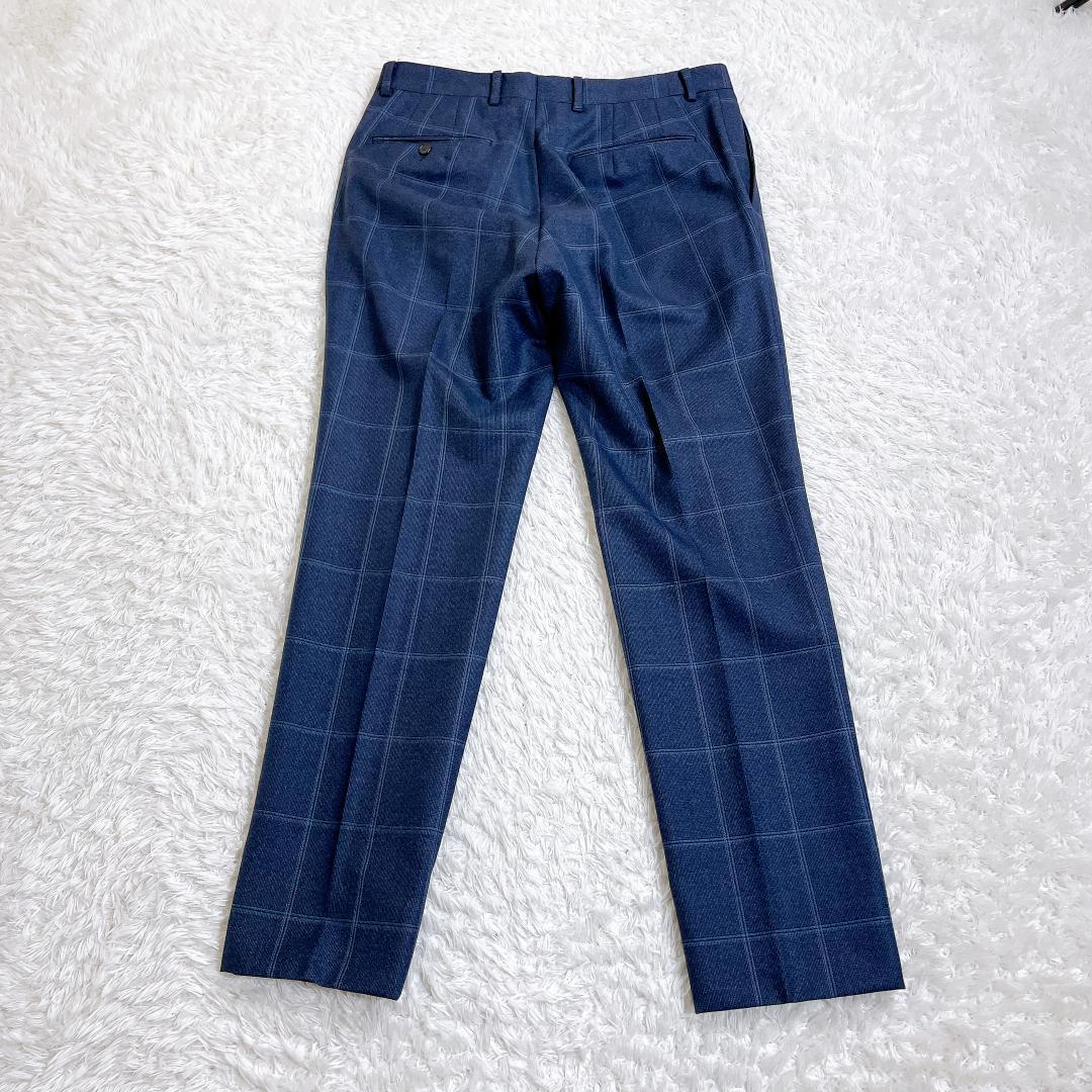 【美品】エディフィス セットアップスーツ カノニコ生地 ネイビー チェック 48