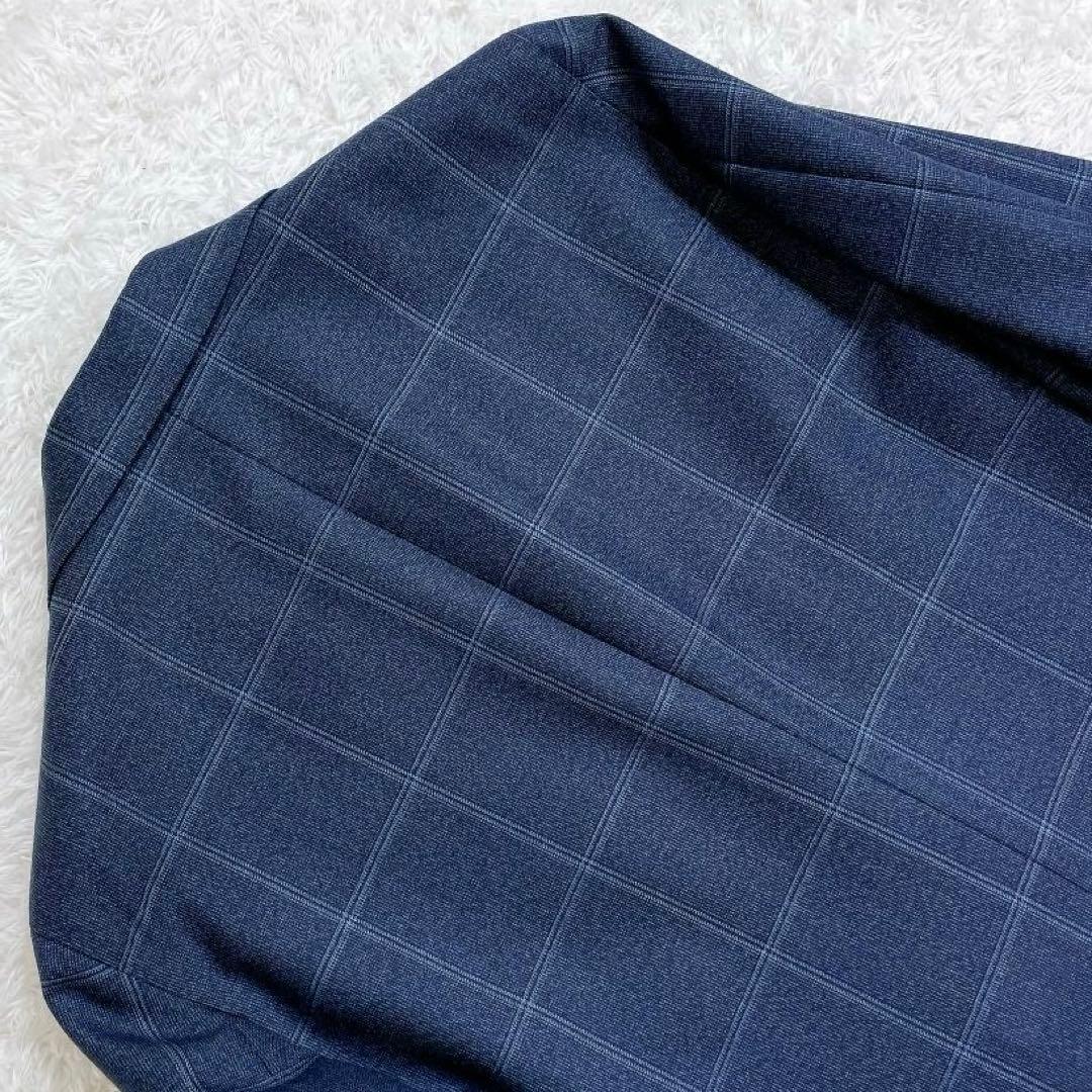 【美品】エディフィス セットアップスーツ カノニコ生地 ネイビー チェック 48
