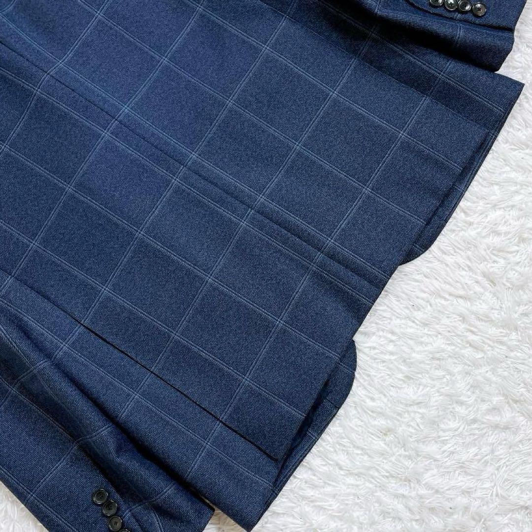 【美品】エディフィス セットアップスーツ カノニコ生地 ネイビー チェック 48