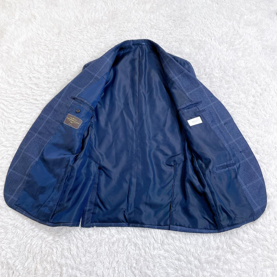 【美品】エディフィス セットアップスーツ カノニコ生地 ネイビー チェック 48