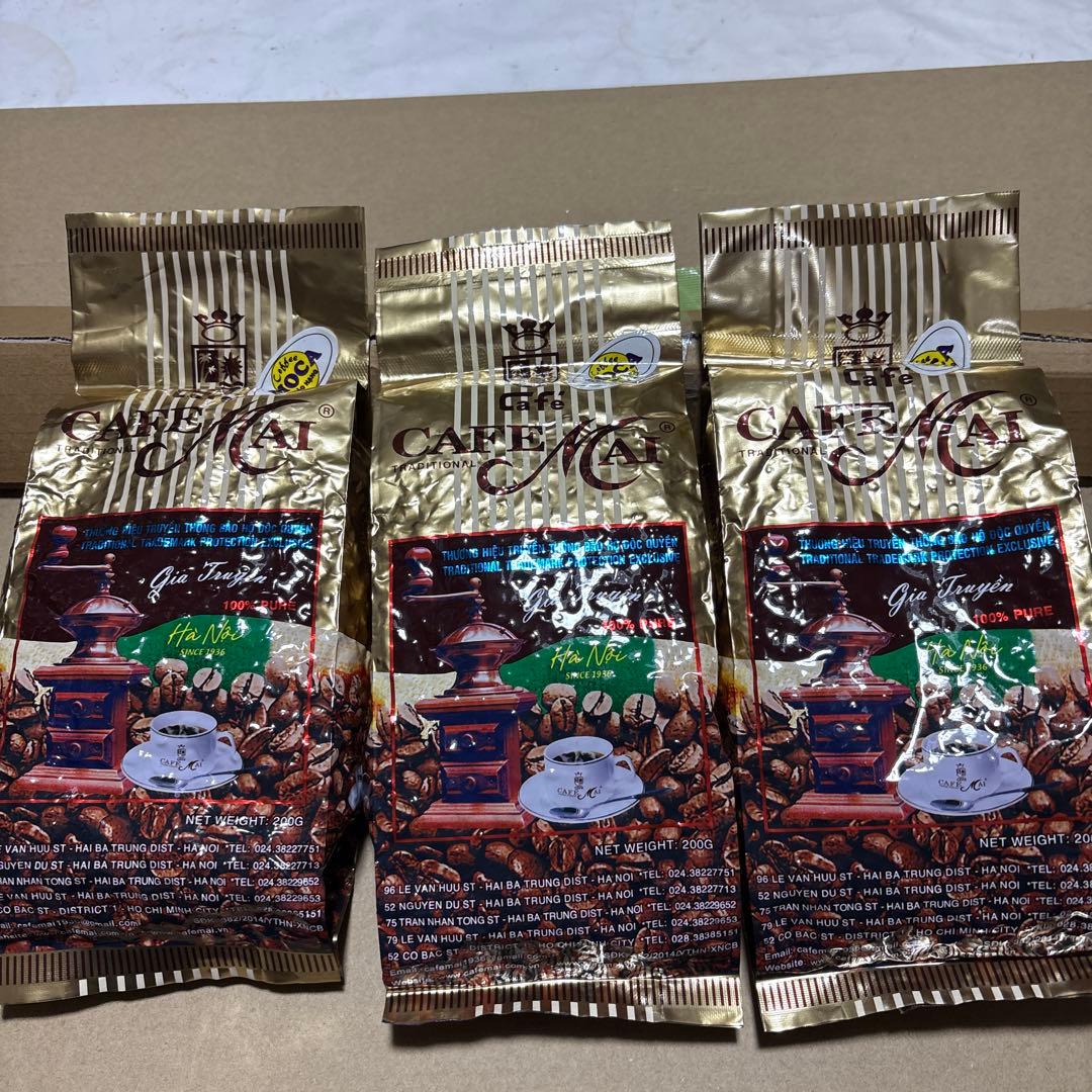 Café Mai コーヒー モカ　3袋セット(豆) ３個