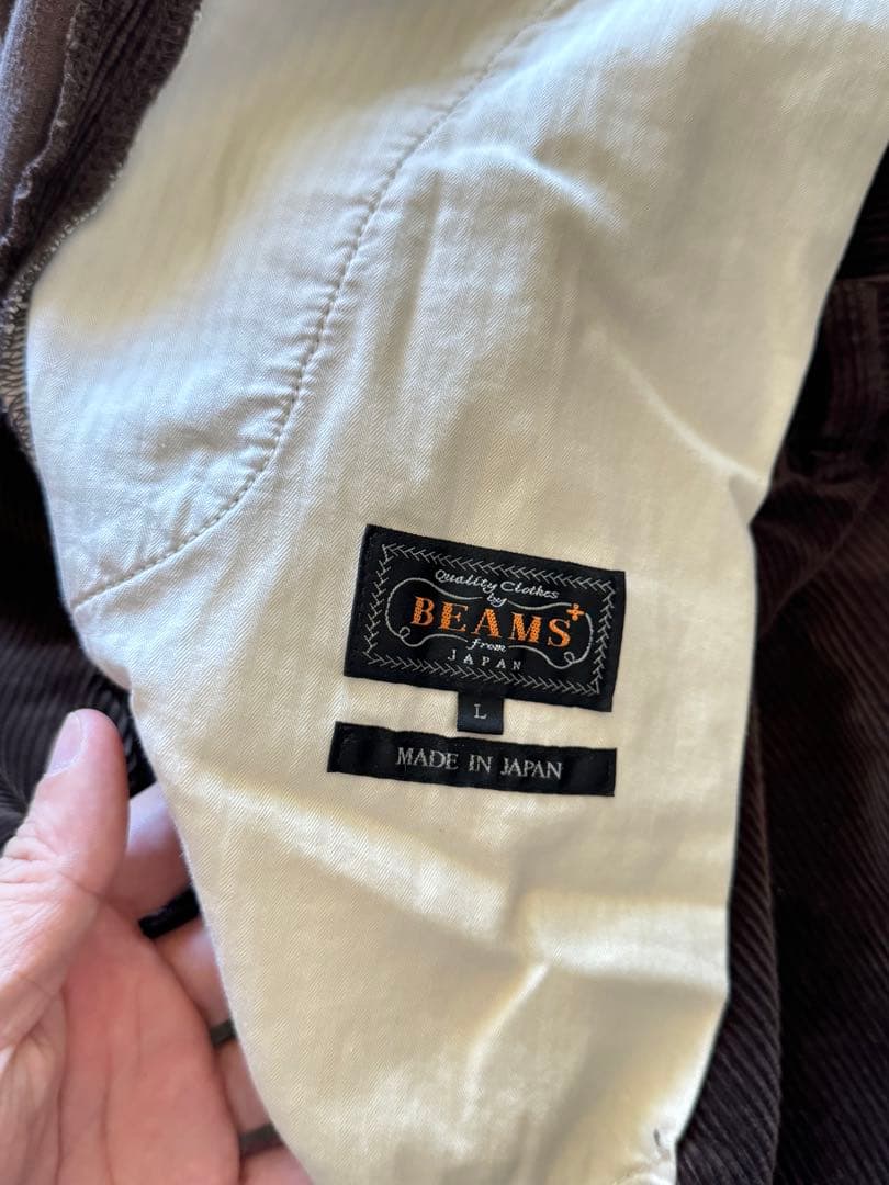 BEAMS PLUS 2プリーツ コーデュロイパンツ　ブラウン Lサイズ日本製