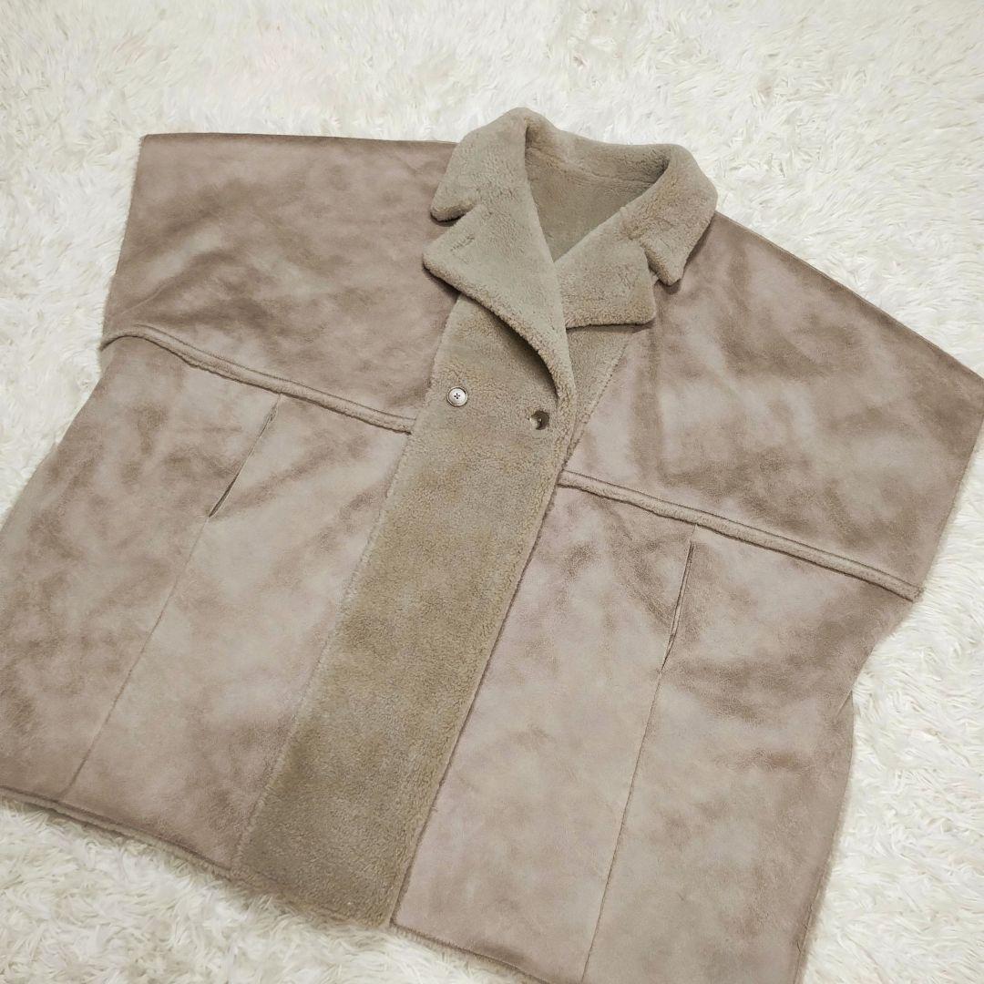 paripari様　AMERI　極美品　ベージュ　ポンチョコート　リバーシブル