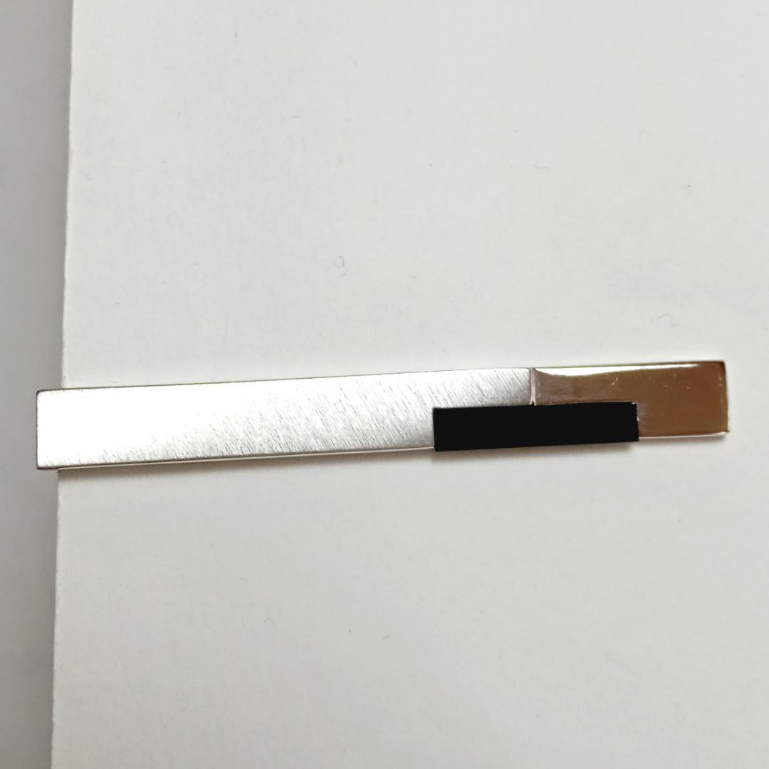 lvt54 ランバン ネクタイピン シルバー×ブラック黒オニキス ワイドプレーン