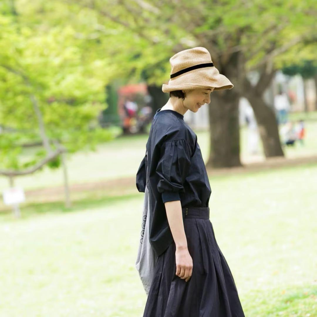 mature ha. BOXED HAT 麦わら帽子つば幅11cmペーパーハット