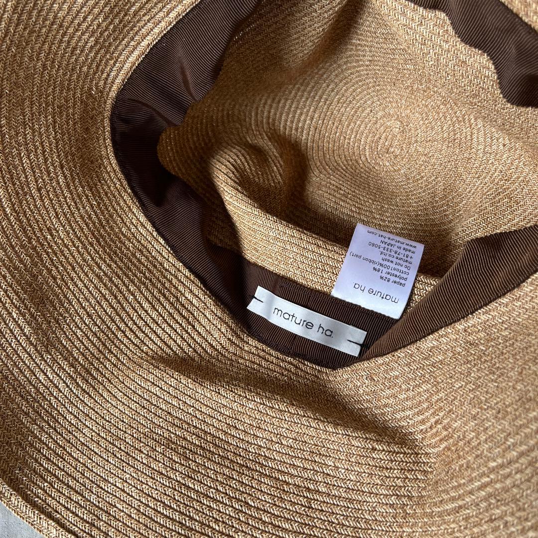 mature ha. BOXED HAT 麦わら帽子つば幅11cmペーパーハット