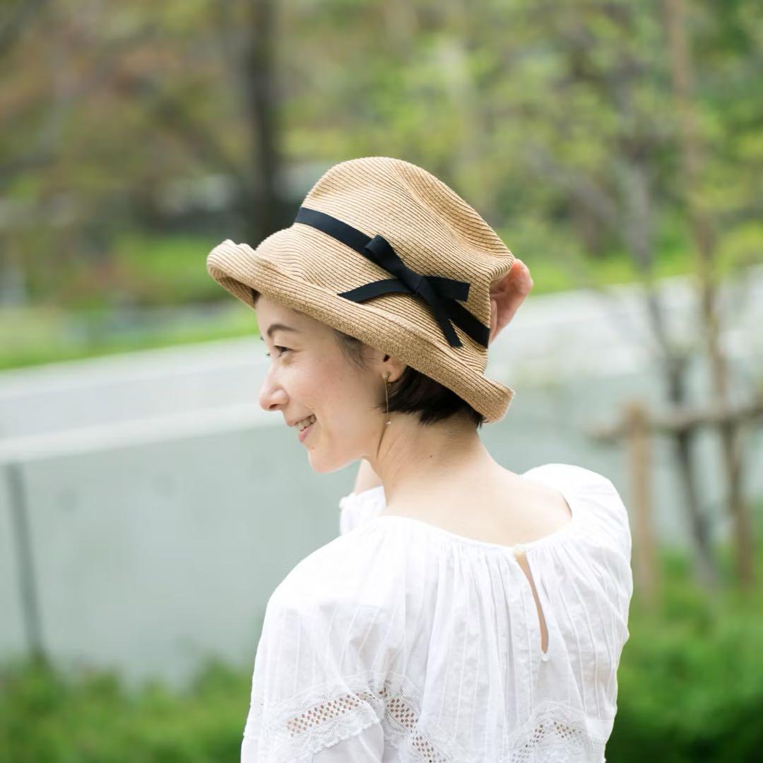 mature ha. BOXED HAT 麦わら帽子つば幅11cmペーパーハット