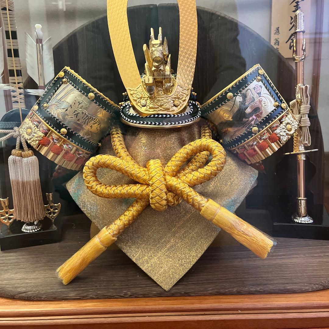 五月人形 兜 ガラスケース入り