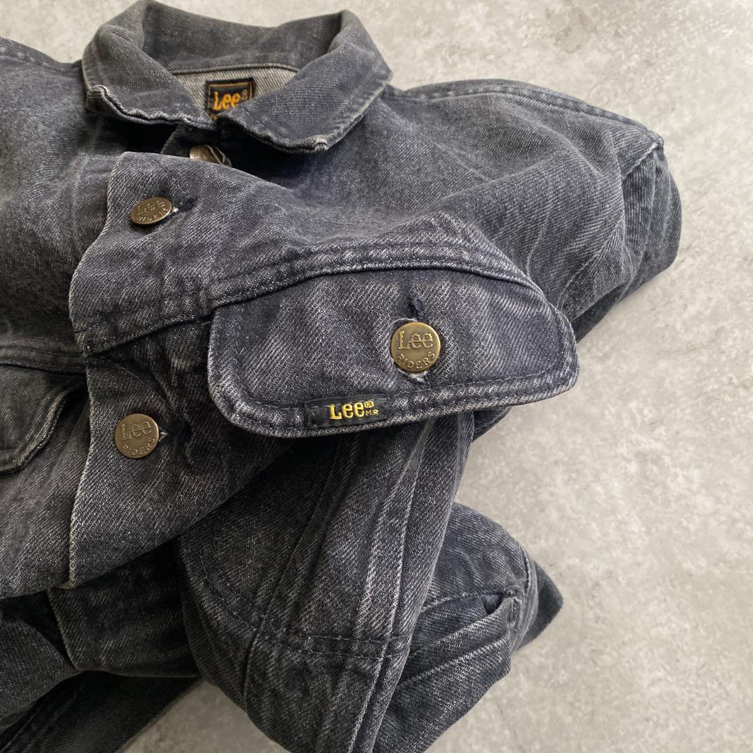 80s Lee 220 先染め ブラック デニム ジャケット 実寸 42