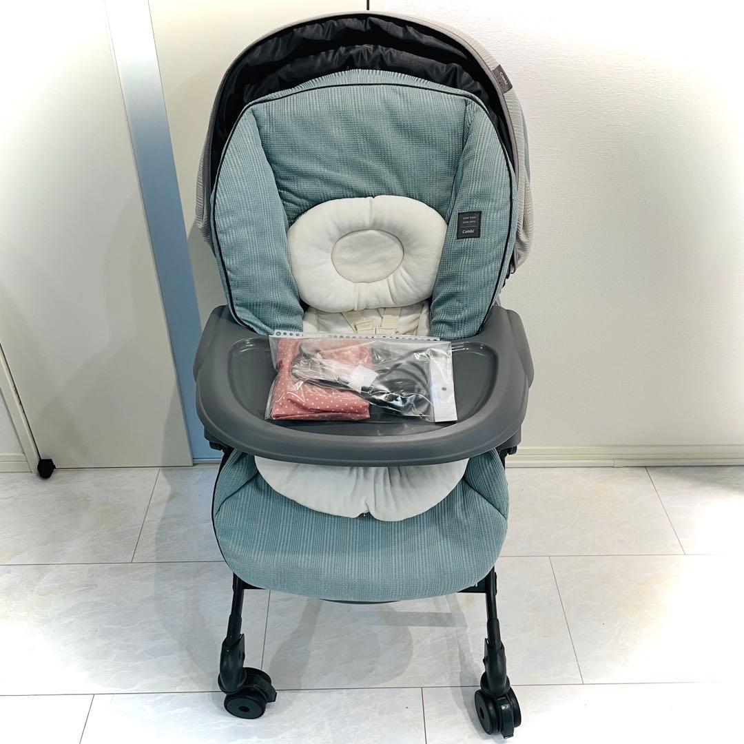 【美品】おまけカバー付★コンビネムリラオートスイングBEDiスリープシェルブルー