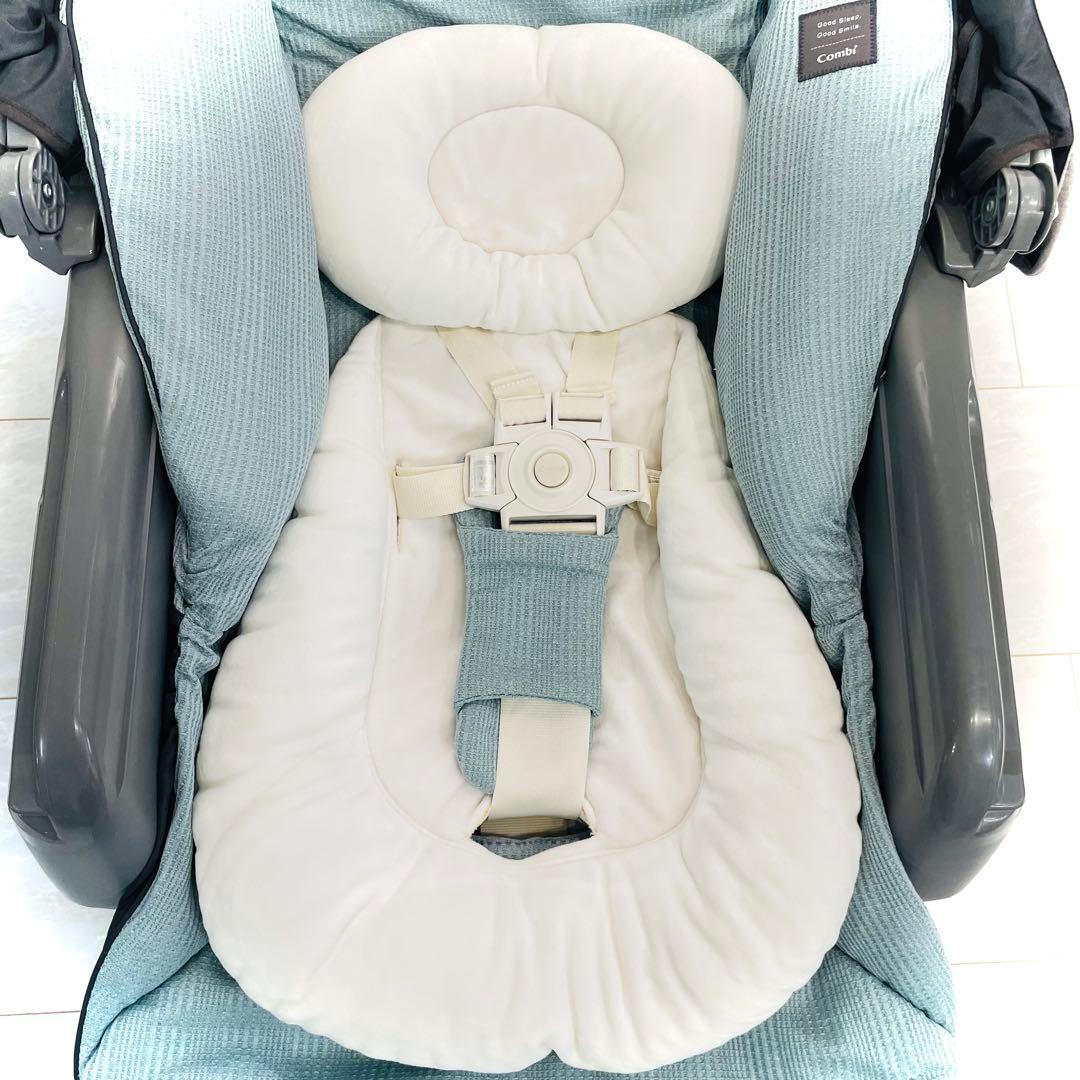 【美品】おまけカバー付★コンビネムリラオートスイングBEDiスリープシェルブルー