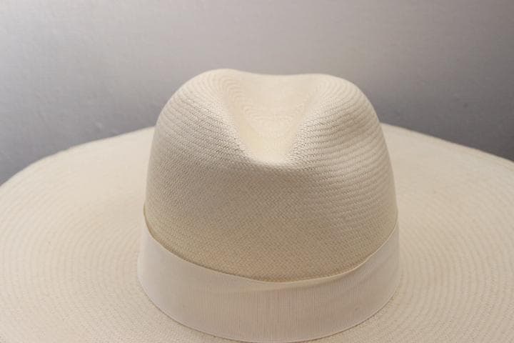 Borsalino ボルサリーノ 幅広ブリム パナマハット 麦わら帽子 M 白