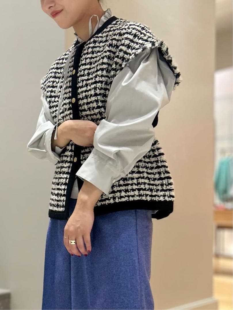 Ballsey美品⭐️ニットコンビツイードフレンチスリーブジレトゥモローランド