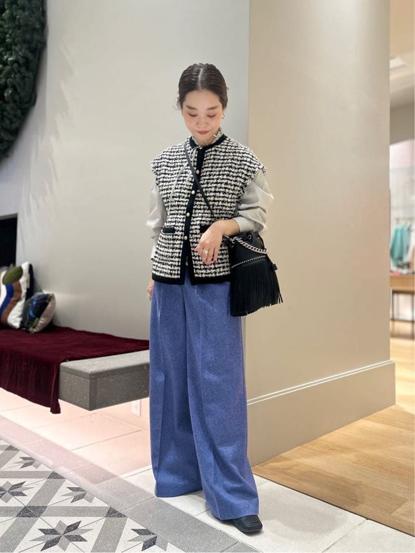 Ballsey美品⭐️ニットコンビツイードフレンチスリーブジレトゥモローランド