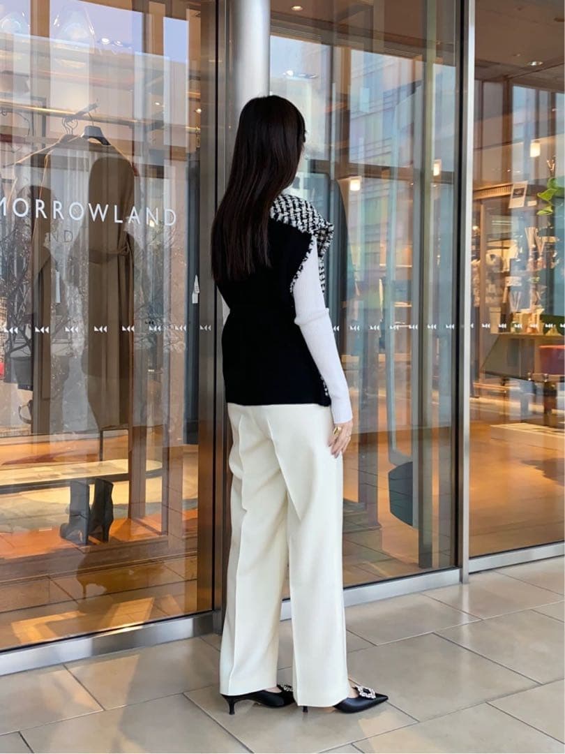 Ballsey美品⭐️ニットコンビツイードフレンチスリーブジレトゥモローランド