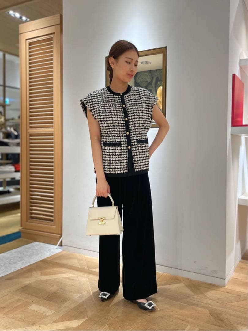 Ballsey美品⭐️ニットコンビツイードフレンチスリーブジレトゥモローランド