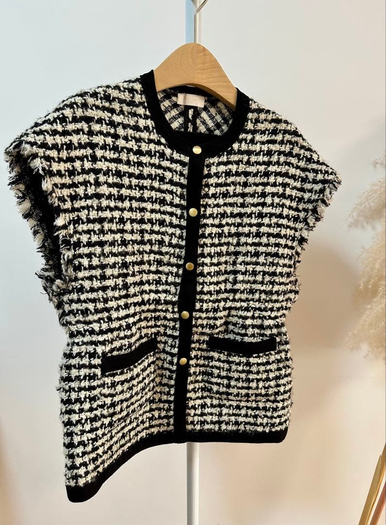 Ballsey美品⭐️ニットコンビツイードフレンチスリーブジレトゥモローランド