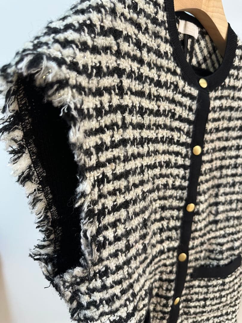 Ballsey美品⭐️ニットコンビツイードフレンチスリーブジレトゥモローランド