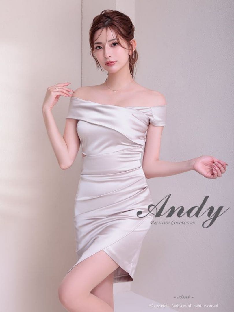 【ANDY/アンディ】 オフショル サテン キャバドレス S