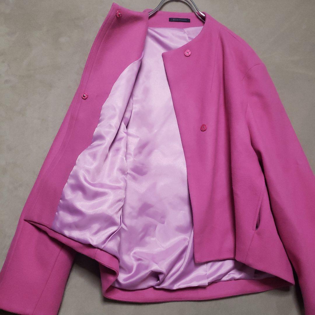 ローブbluefronceウールノーカラーコート ピンク新品タグ付きイタリア生地