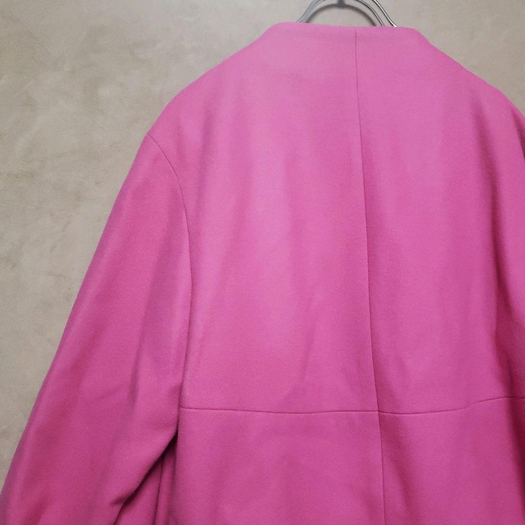ローブbluefronceウールノーカラーコート ピンク新品タグ付きイタリア生地