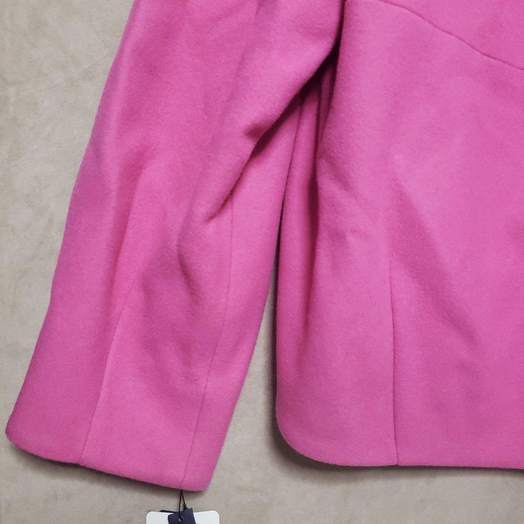ローブbluefronceウールノーカラーコート ピンク新品タグ付きイタリア生地