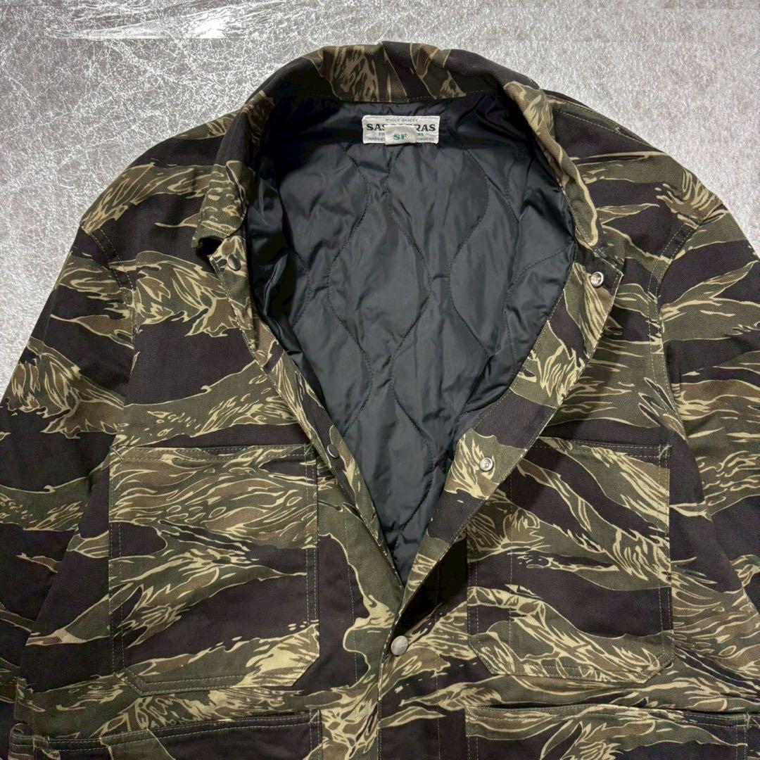 ササフラス カモフラ 中綿 カバーオール ジャケット カーキ XL 日本製
