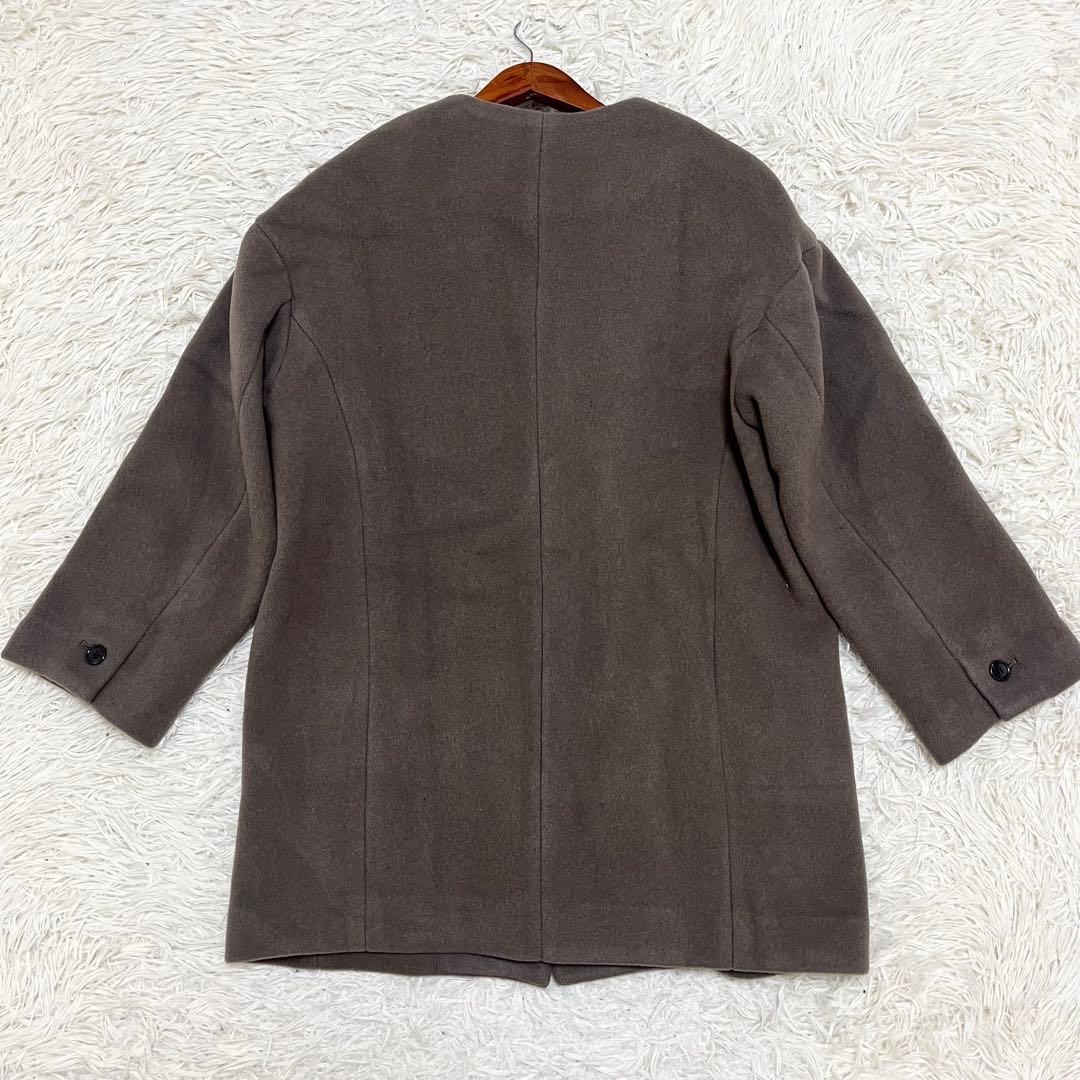 美品23AW✨スローブイエナ ウールダブルモッサ ノーカラーショートコート M