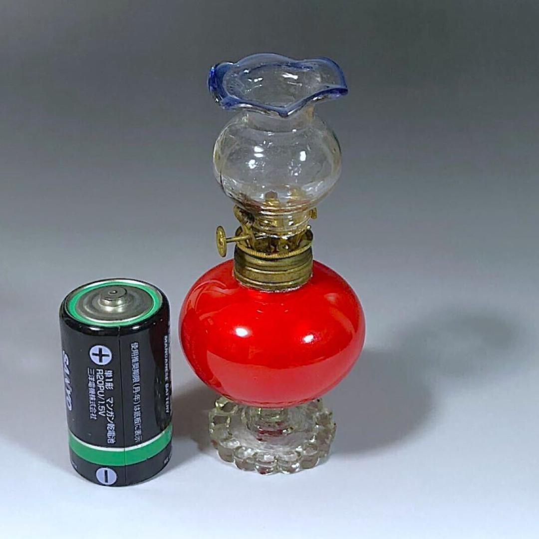 明治時代 豆ランプ 赤染め 鬼灯タンク 戦前 検索用 ペロペロ 金平糖 古ガラス