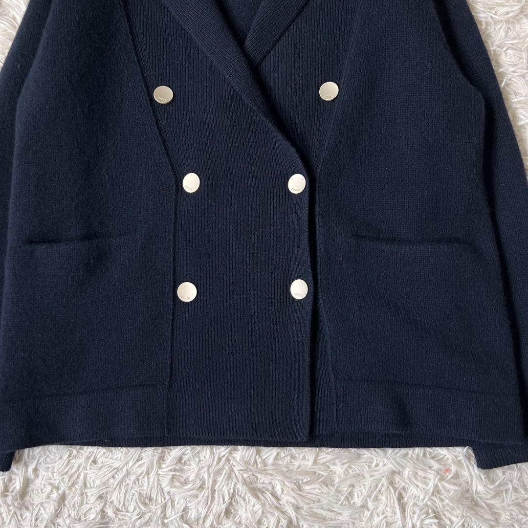 ebure エブール 金釦 ウール カシミア ニット ジャケット ネイビー