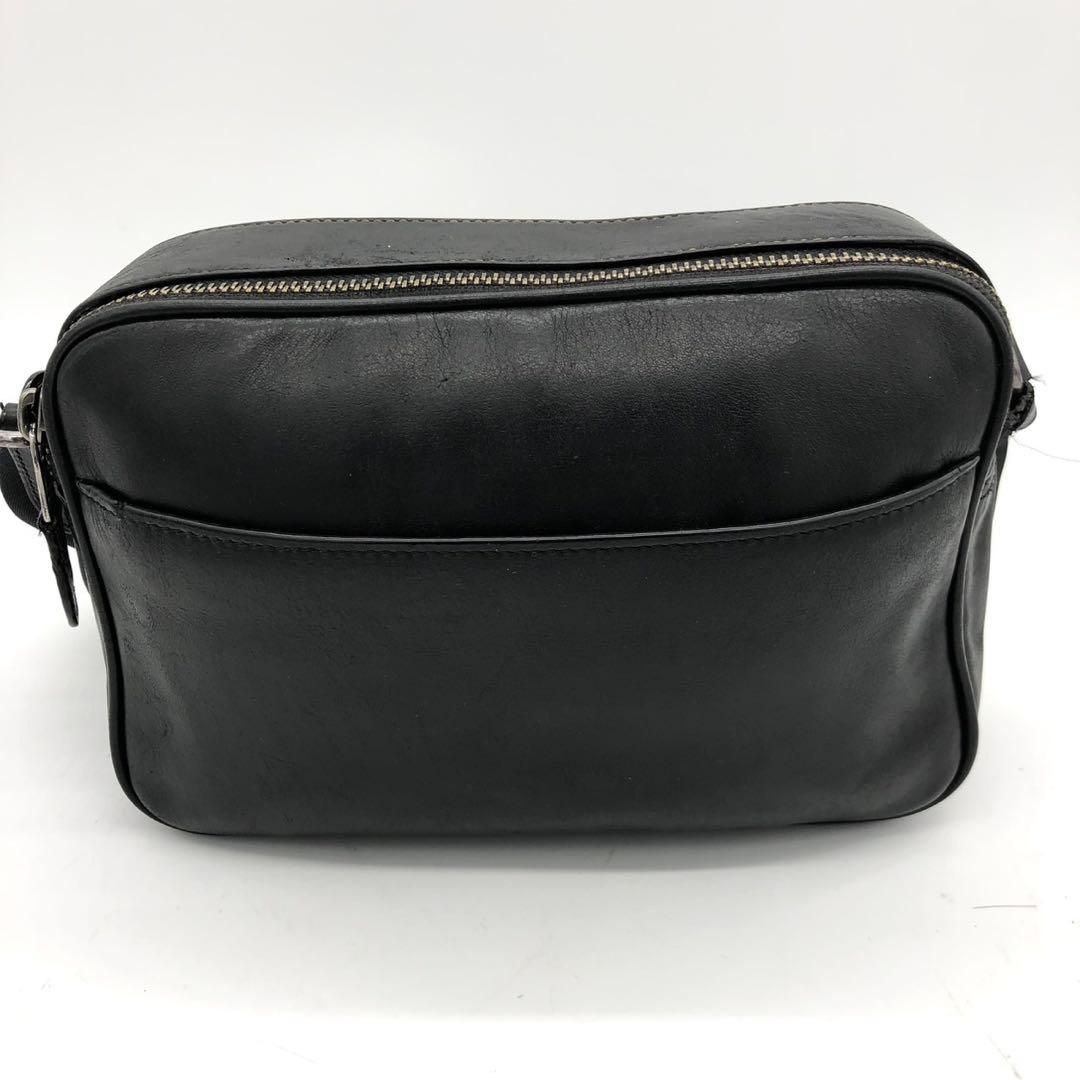 【美品】コーチ ショルダーバッグ グラハム ダブルファスナー レザー ブラック