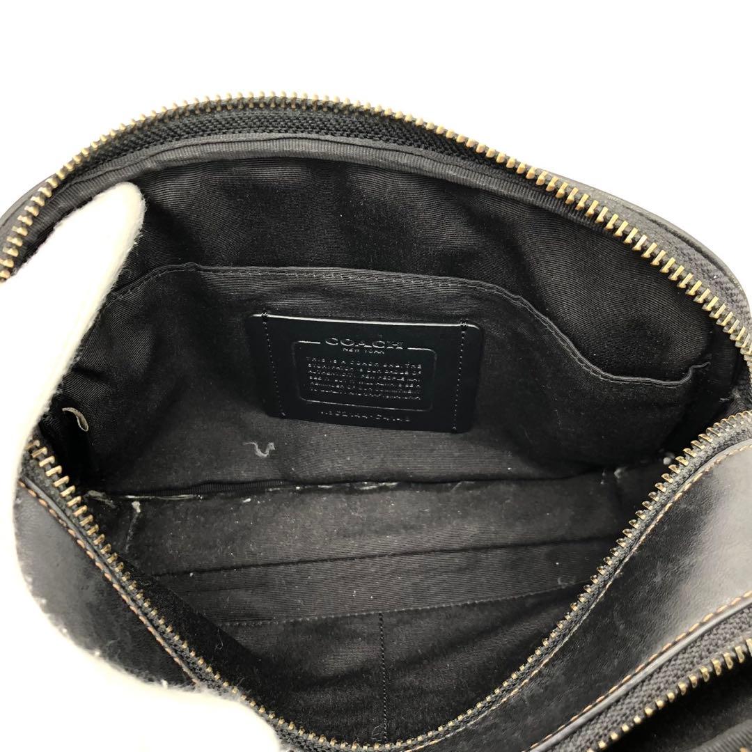【美品】コーチ ショルダーバッグ グラハム ダブルファスナー レザー ブラック