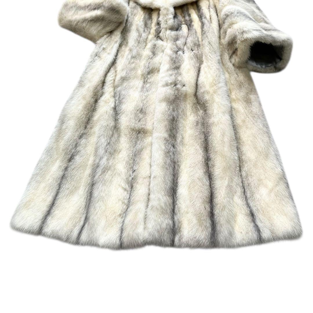 着丈110cm クロスミンク パール サガミンク リアルファーコート 本毛皮