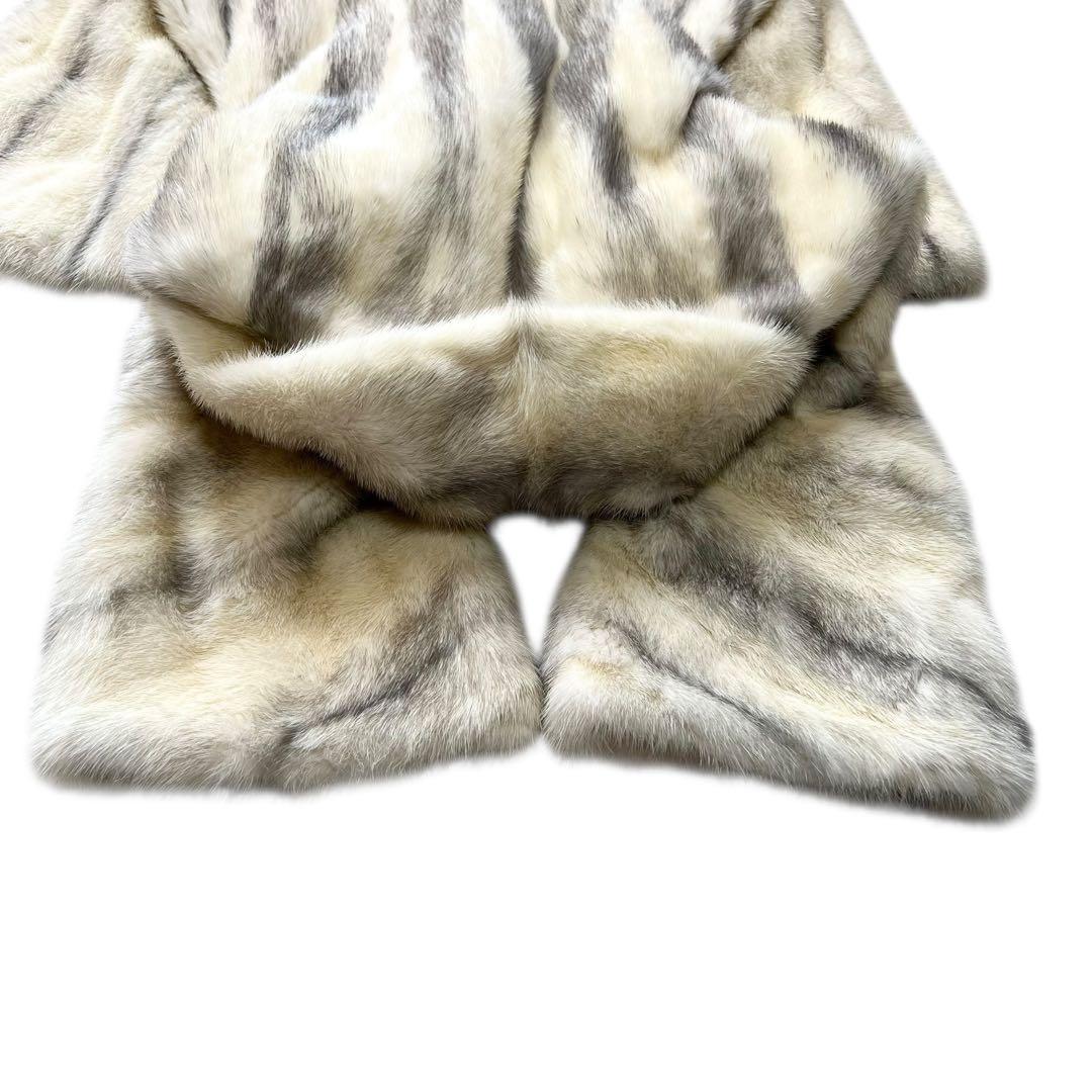 着丈110cm クロスミンク パール サガミンク リアルファーコート 本毛皮