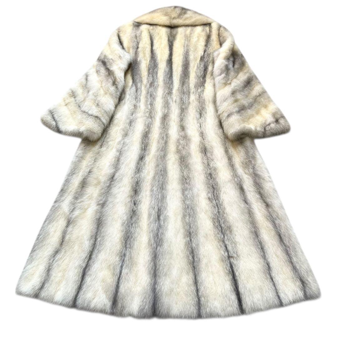 着丈110cm クロスミンク パール サガミンク リアルファーコート 本毛皮