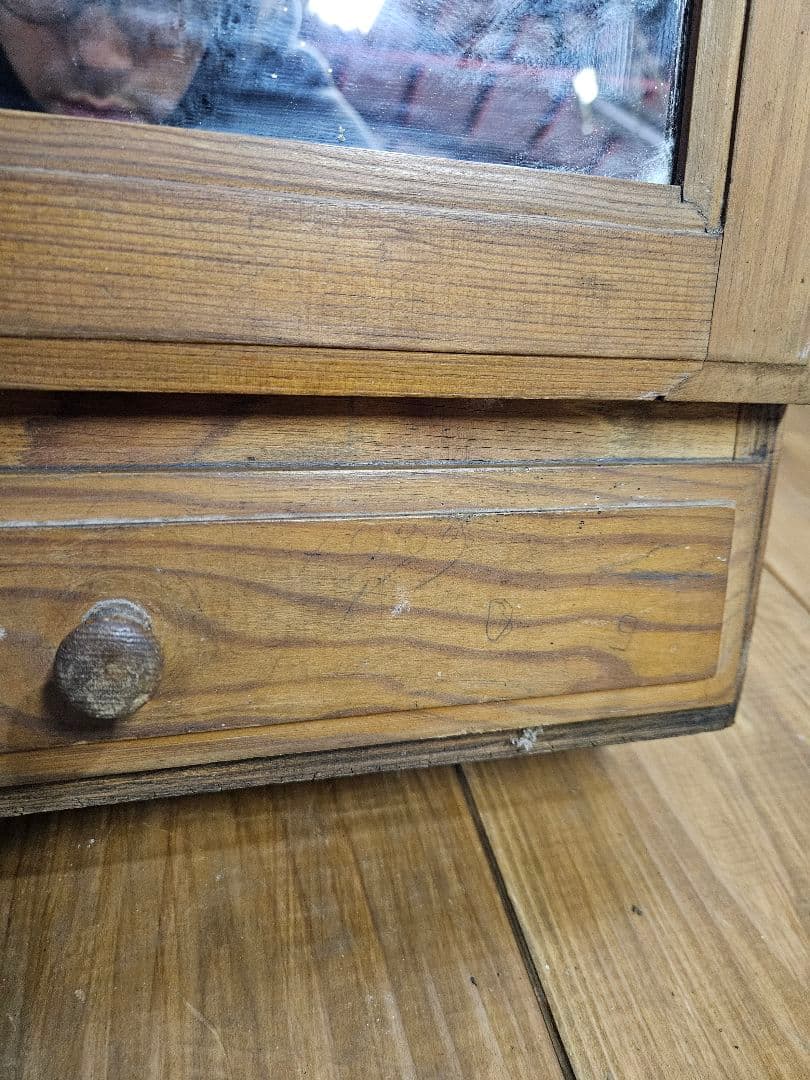 フランスヴィンテージ ミラーキャビネット 壁掛け ウォールシェルフ 鏡 木製