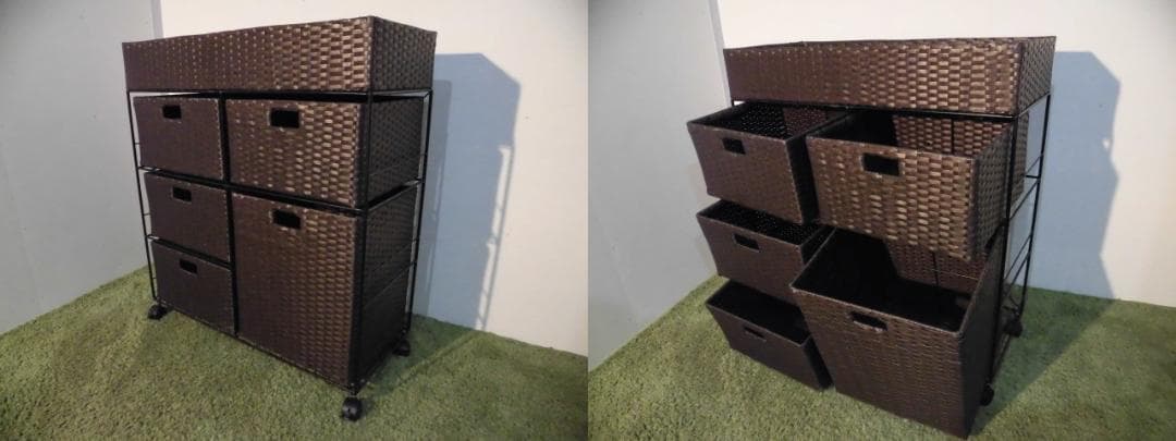 アウトレット【送料無料・新品】ラタン風★サニタリー★ワイドランドリーチェスト