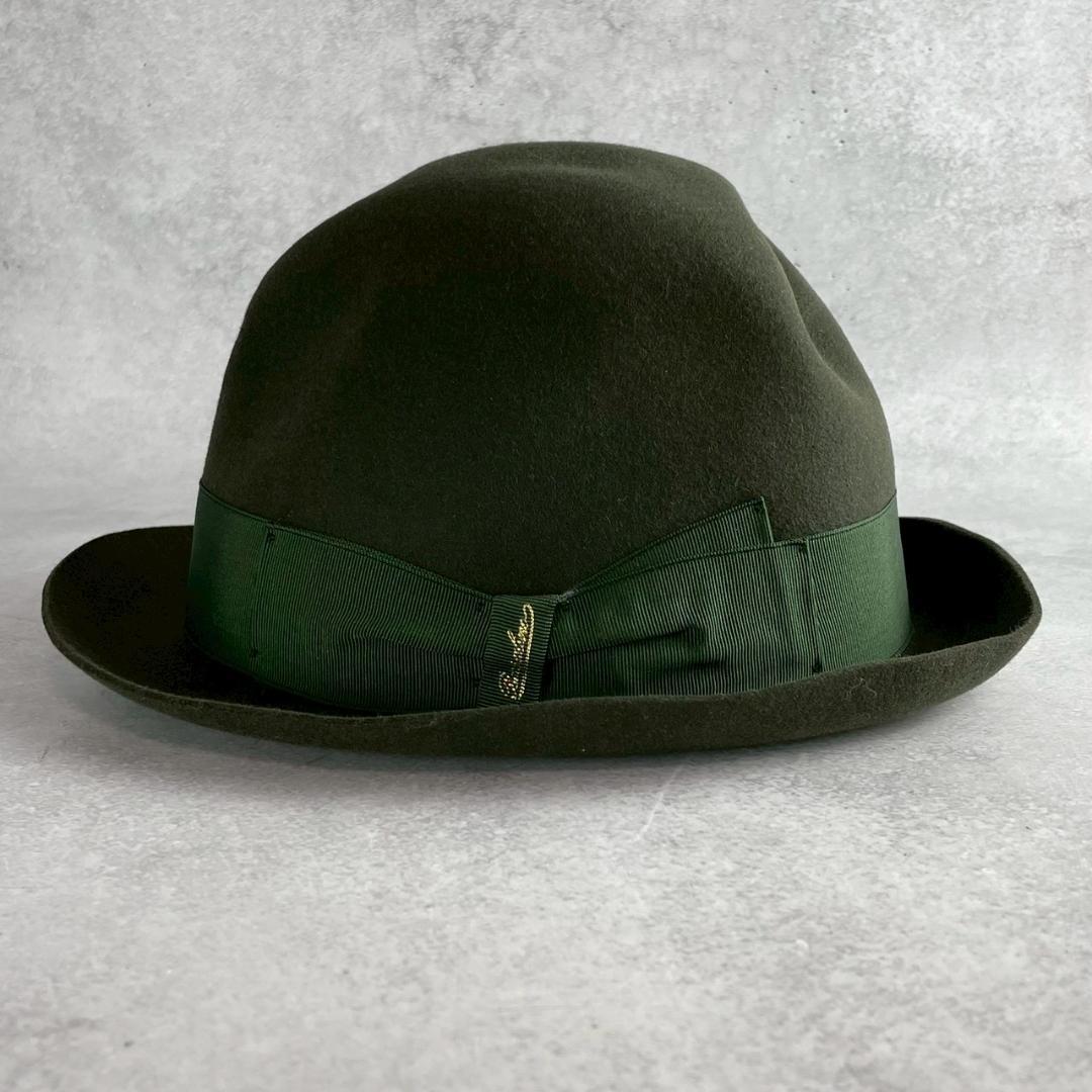 美品　ボルサリーノ　アレッサンドリア　ファー　フェルトハット　スモールブリム　緑