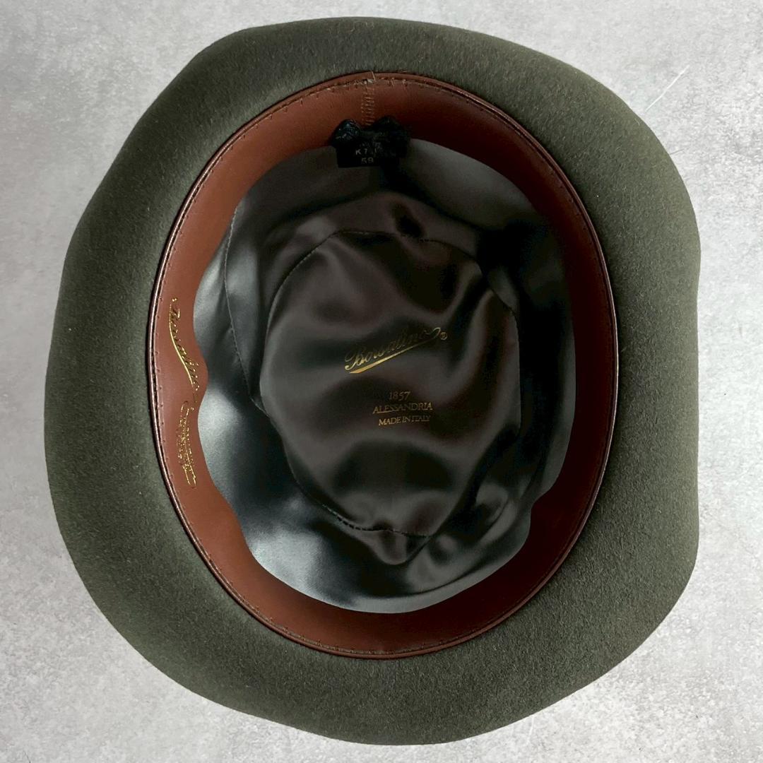 美品　ボルサリーノ　アレッサンドリア　ファー　フェルトハット　スモールブリム　緑