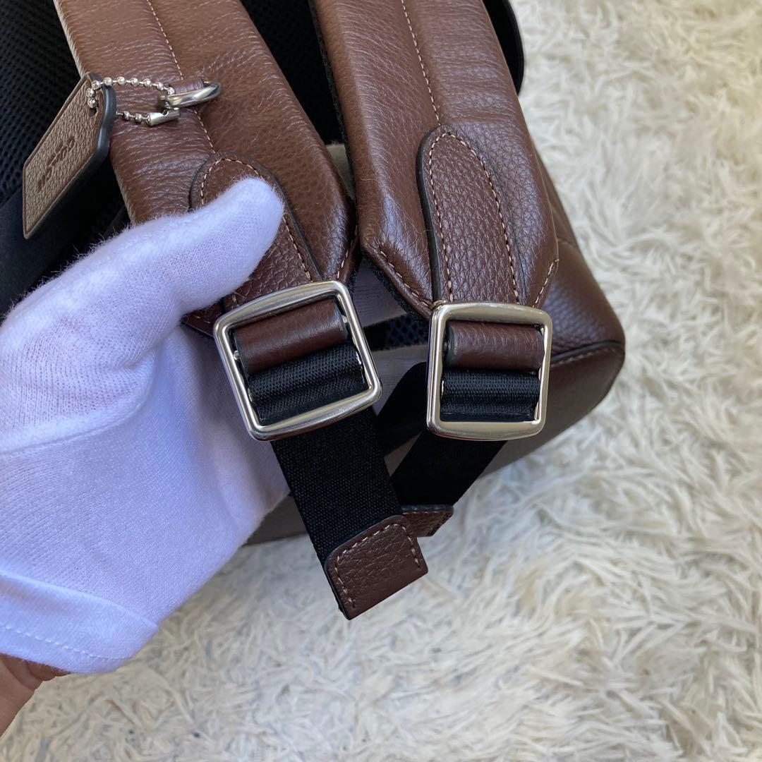 未使用級 COACH ワーナー 茶 リュック バックパック レザー 革