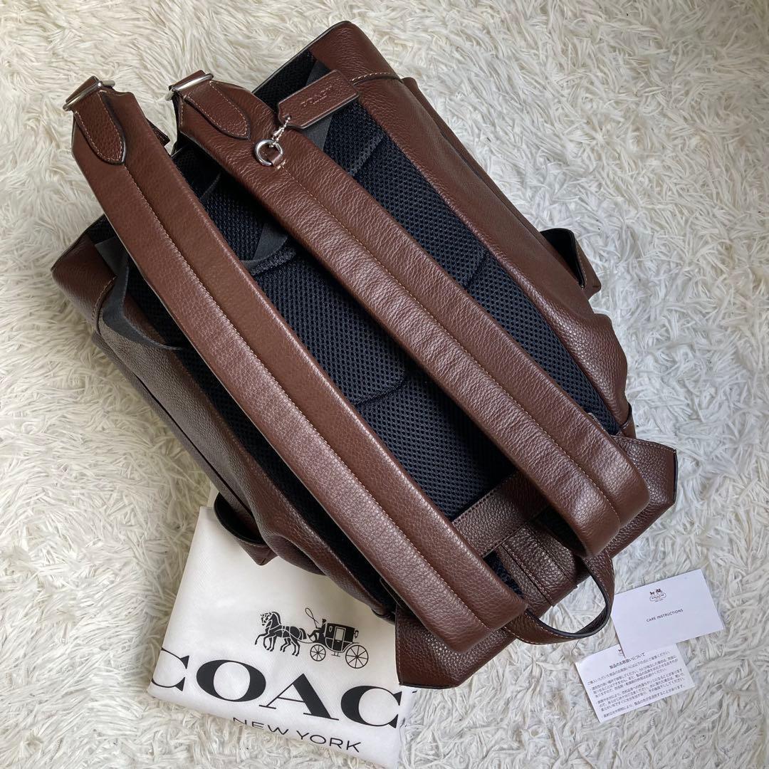 未使用級 COACH ワーナー 茶 リュック バックパック レザー 革