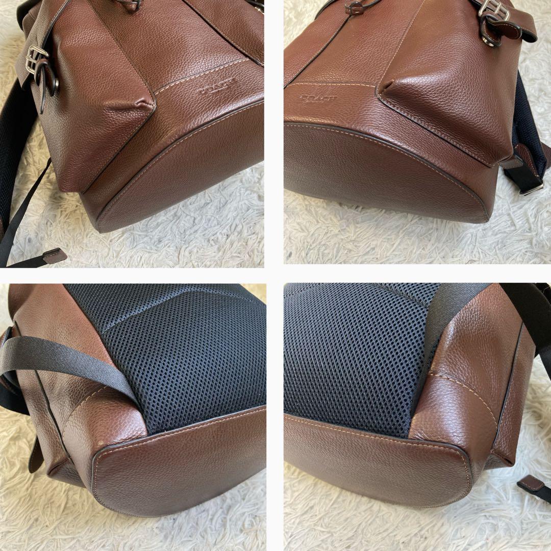 未使用級 COACH ワーナー 茶 リュック バックパック レザー 革