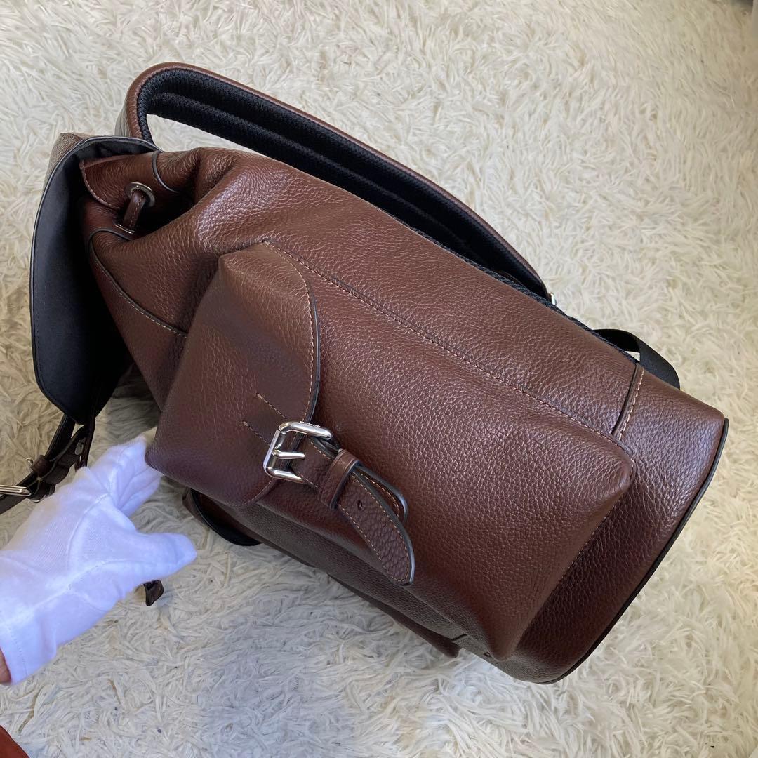 未使用級 COACH ワーナー 茶 リュック バックパック レザー 革