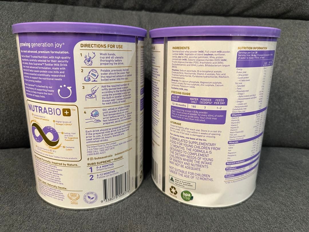 【2缶】Bubs バブズ　シュプリーム　A2 ミルク