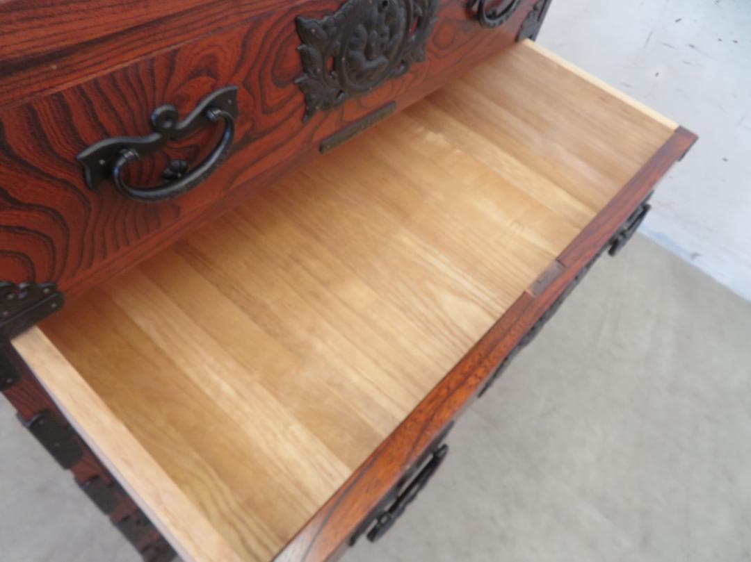 ■展示品■岩谷堂箪笥■伝統工芸品■拭漆■欅■整理箪笥■時代箪笥■5段■チェスト■
